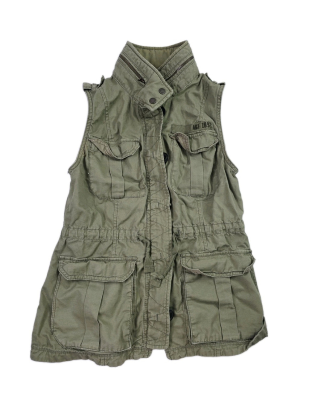 Abercrombie & Fitch Utility Outerwear Vest Women's Olive Green Cotton Size M